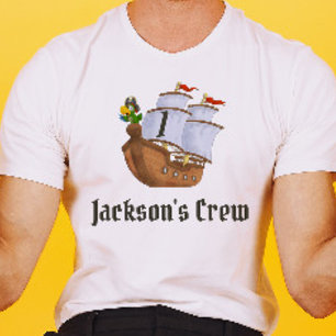 Pirate Ship Birthday Name & Age Parent  T-Shirt