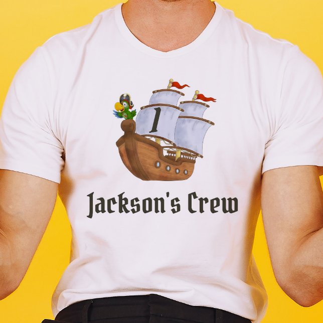 Pirate Ship Birthday Name & Age Parent  T-Shirt (Creator Uploaded)