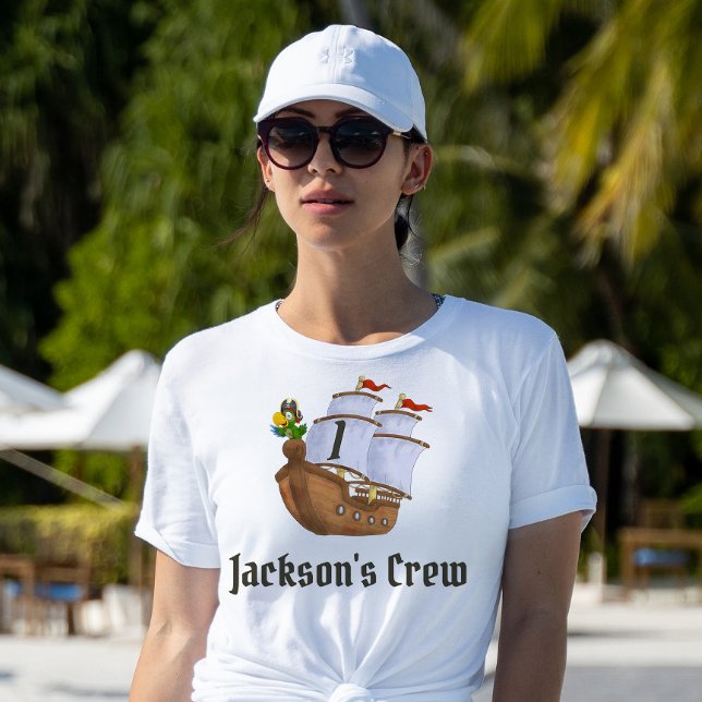 Pirate Ship Birthday Name & Age Women's  T-Shirt (Creator Uploaded)