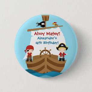 Pirate Ship Birthday Party Button