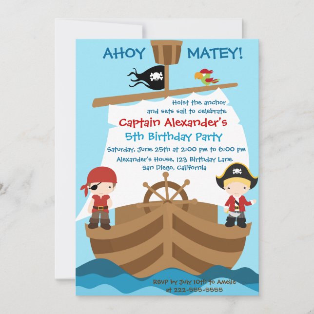 Pirate Ship Birthday Party Invitation (Front)