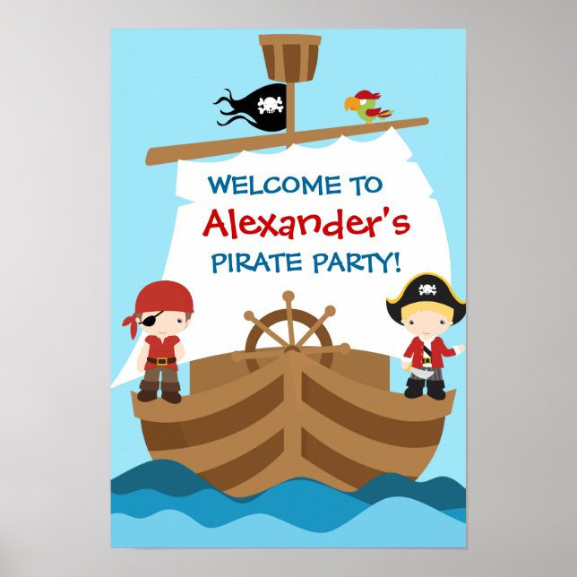 Pirate Ship Birthday Party Poster (Front)