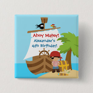 Pirate Ship Boy Birthday Party Button