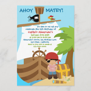 Pirate Ship Boy Birthday Party Invitation
