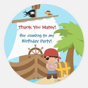 Pirate Ship Boy Birthday Thank You Sticker