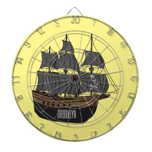 Pirate ship cartoon illustration dartboard