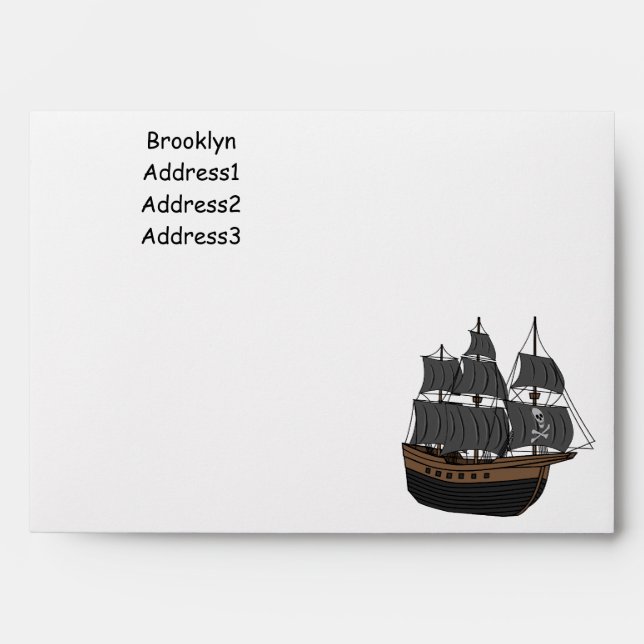 Pirate ship cartoon illustration envelope (Front)