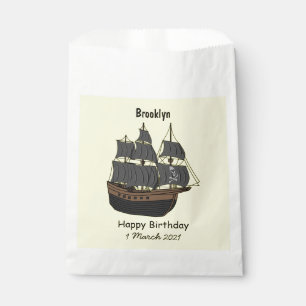 Pirate ship cartoon illustration favour bag