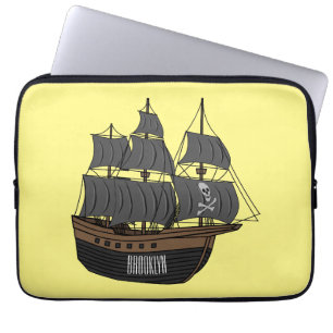 Pirate ship cartoon illustration  laptop sleeve