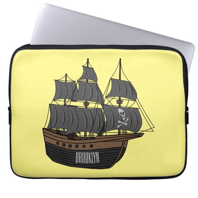 Pirate ship cartoon illustration  laptop sleeve (Front)