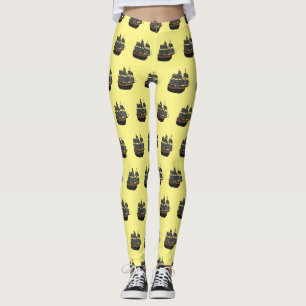Pirate ship cartoon illustration leggings