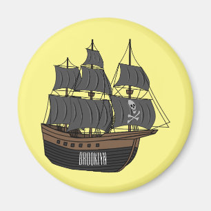 Pirate ship cartoon illustration  magnet