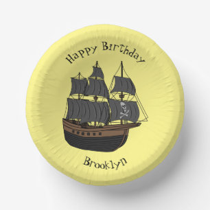 Pirate ship cartoon illustration paper plate