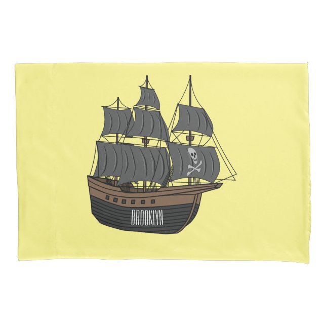 Pirate ship cartoon illustration  pillowcase (Front)