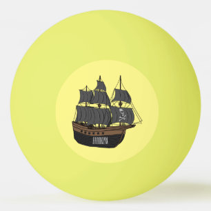 Pirate ship cartoon illustration ping pong ball