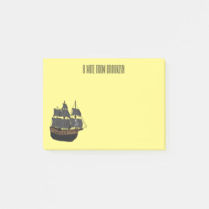 Pirate ship cartoon illustration post-it notes