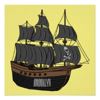 Pirate ship cartoon illustration 