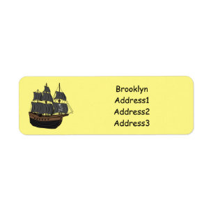 Pirate ship cartoon illustration return address label
