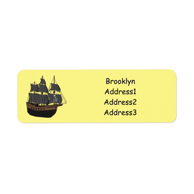 Pirate ship cartoon illustration return address label (Front)