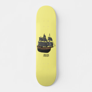Pirate ship cartoon illustration skateboard