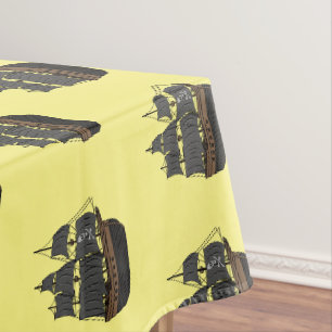 Pirate ship cartoon illustration tablecloth