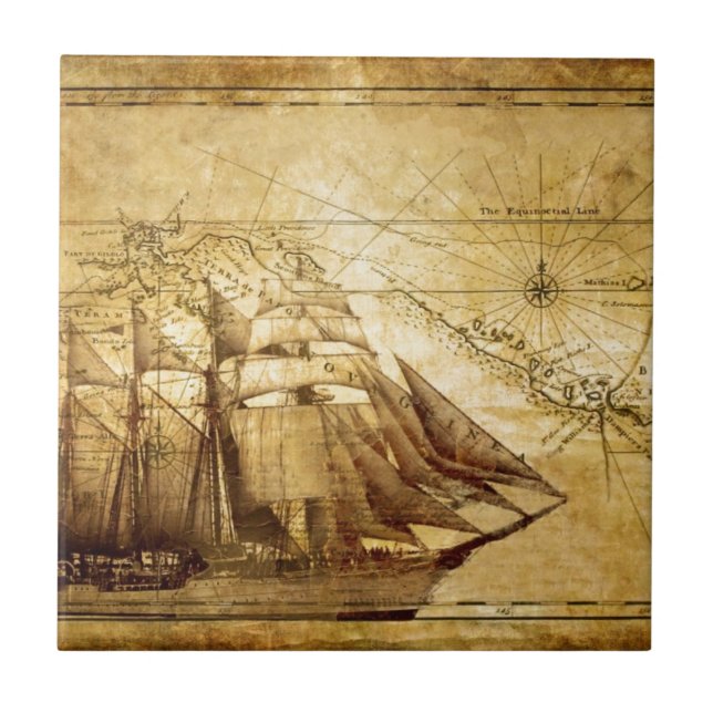 pirate ship ceramic tile (Front)