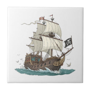 Pirate Ship Ceramic Tile