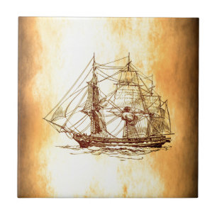 pirate ship ceramic tile