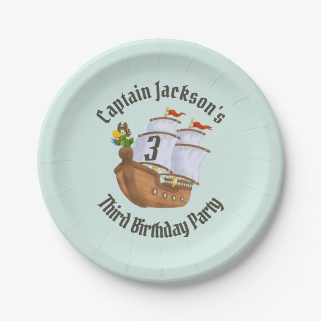 Pirate Ship Children's Birthday Party Paper Plate (Front)