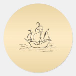 Pirate ship. classic round sticker