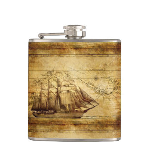 pirate ship explorer's flask