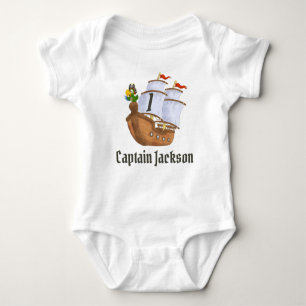 Pirate Ship First Birthday Name & Age Baby Bodysuit