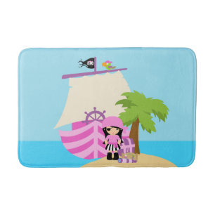 Pirate Ship Girl Bath Mat