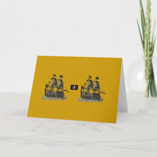 Pirate Ship Greeting Card (Front)