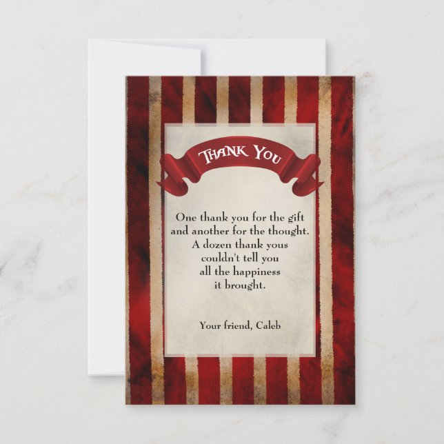 Pirate Ship Grunge Birthday Party Thank You Card (Front)
