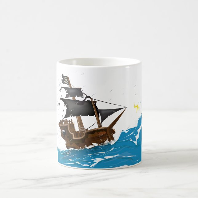 Pirate Ship in Storm Coffee Mug (Center)