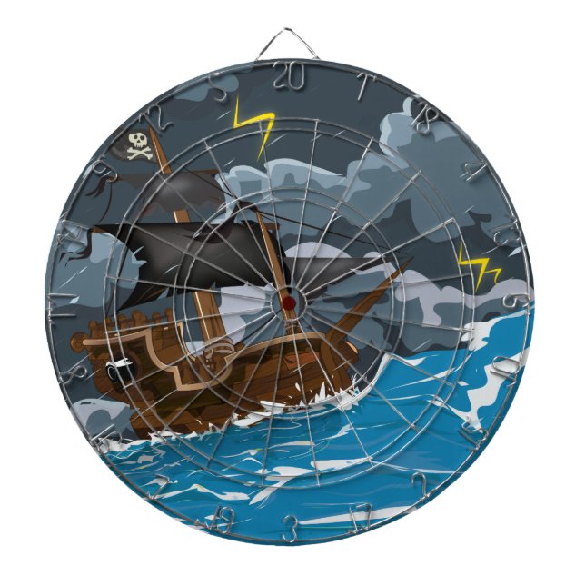 Pirate Ship in Storm Dartboard (Front)