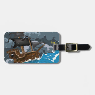 Pirate Ship in Storm Luggage Tag