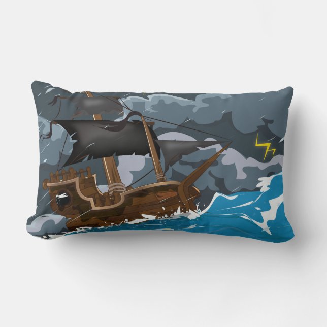 Pirate Ship in Storm Lumbar Cushion (Front)