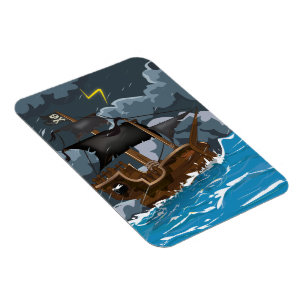 Pirate Ship in Storm Magnet