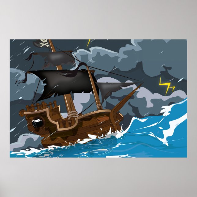 Pirate Ship in Storm Poster (Front)