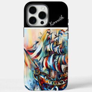 Pirate Ship In Stormy Sea iPhone 16 Pro Max Case
