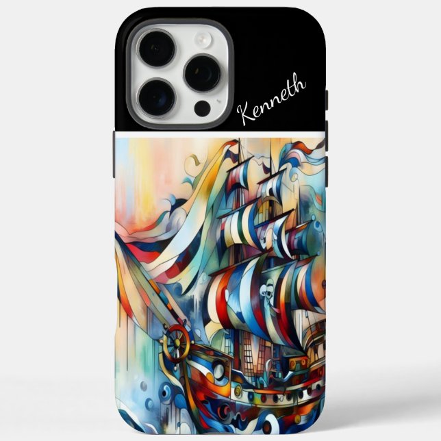 Pirate Ship In Stormy Sea Case-Mate iPhone Case (Back)