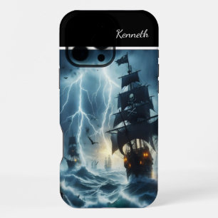 Pirate Ship In Tempest iPhone 16 Pro Max Case