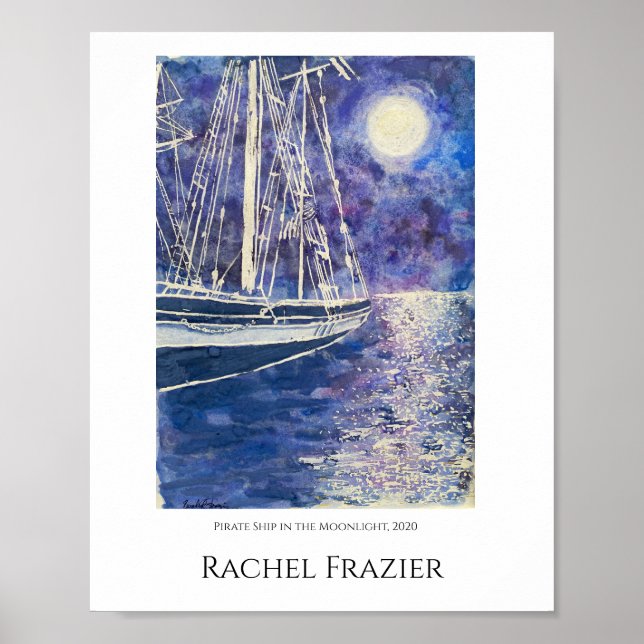 Pirate Ship in the Moonlight Poster (Front)