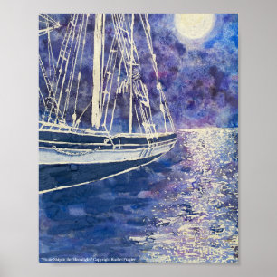 Pirate Ship in the Moonlight: Poster