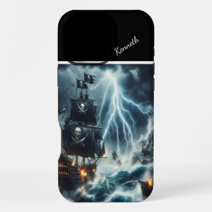 Pirate Ship In Thunderstorm iPhone 16 Pro Max Case