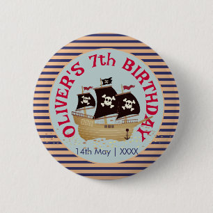 Pirate Ship Kids Birthday Party 6 Cm Round Badge