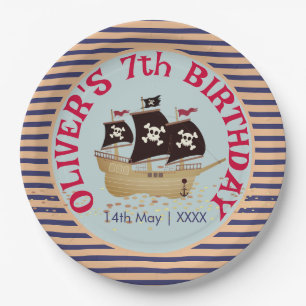 Pirate Ship Kids Birthday Party Paper Plate