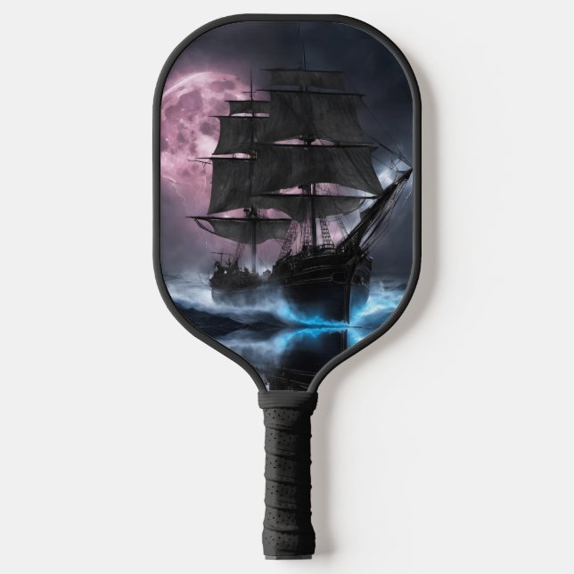 Pirate Ship lightning strawberry moon Personalise Pickleball Paddle (Front)